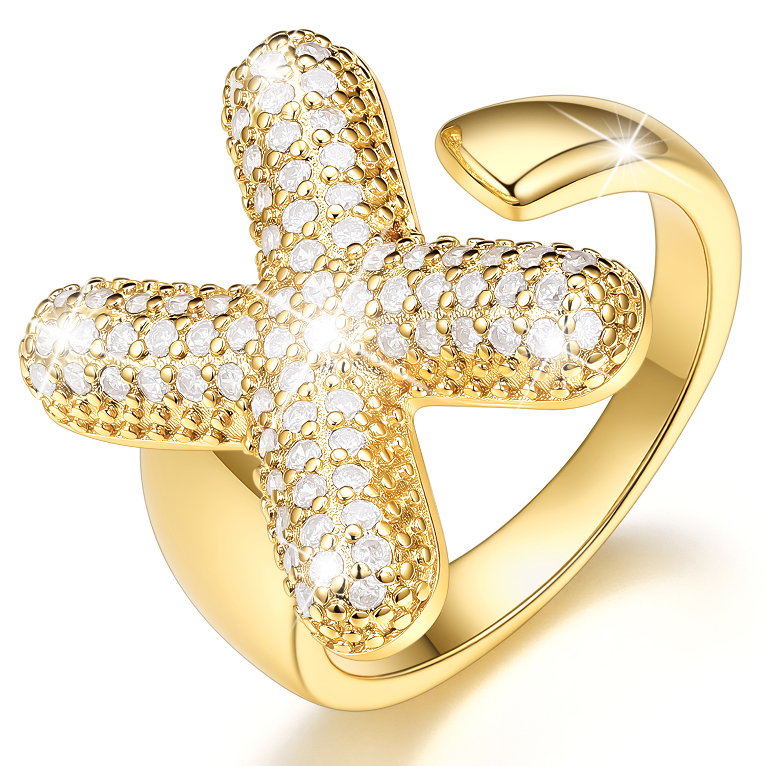 KeyStyle Initial Rings for Women, 14K Gold Plated Bubble Alphabet Letter Rings, Adjustable Statement Ring Personalized Jewelry Birthday Valentine Gift for Wife