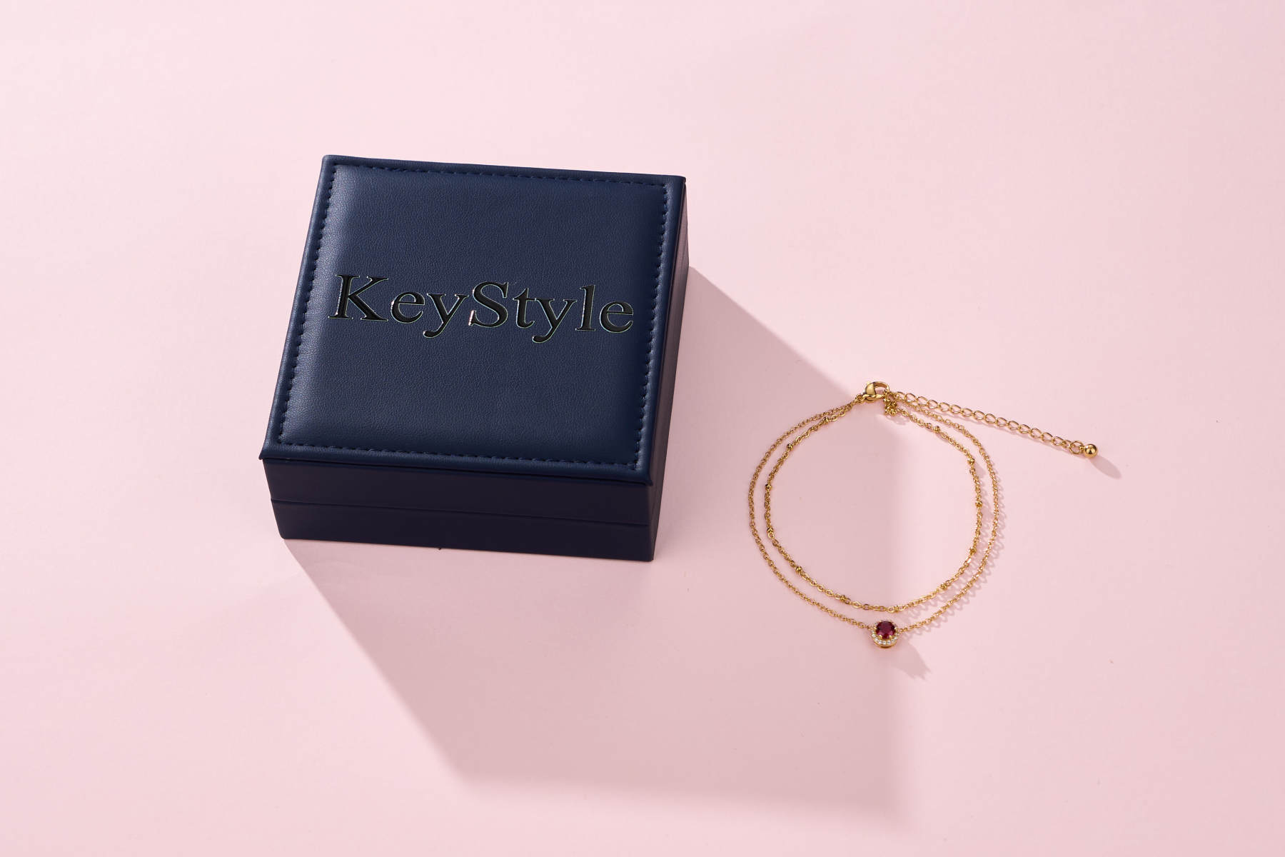 KeyStyle Birthstone Women Jewelry, Anklet Bracelet for Women, 14K Gold Plated Anklets Jewelry Gift For Her