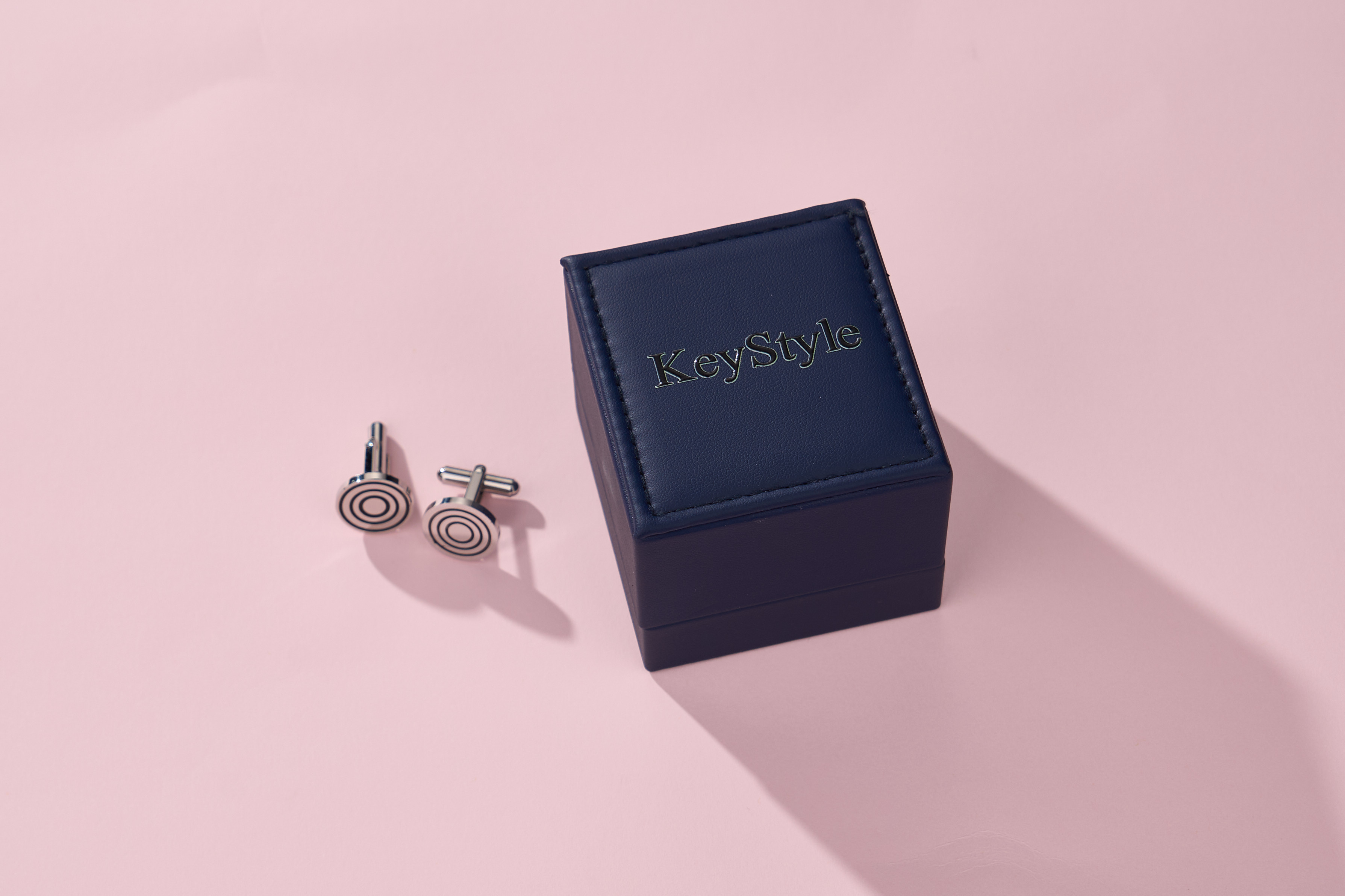 KeyStyle Cuff Links for Men, 1 Pair Men Round Stainless Steel Cuff Links with Gift Box