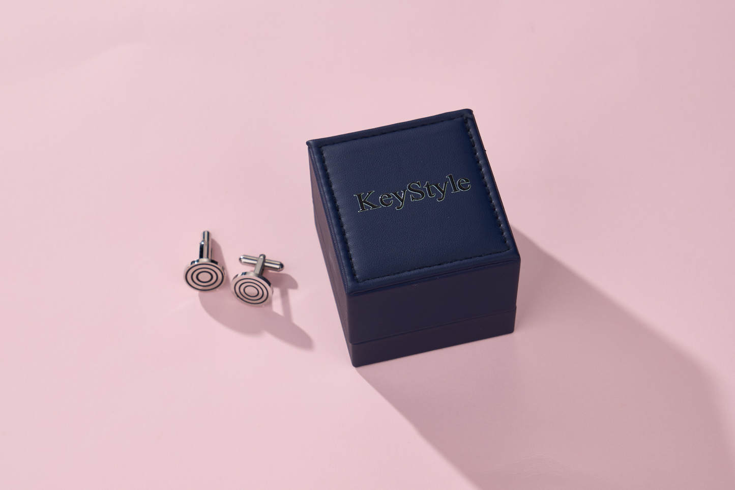 KeyStyle Cuff Links for Men, 1 Pair Men Round Stainless Steel Cuff Links with Gift Box