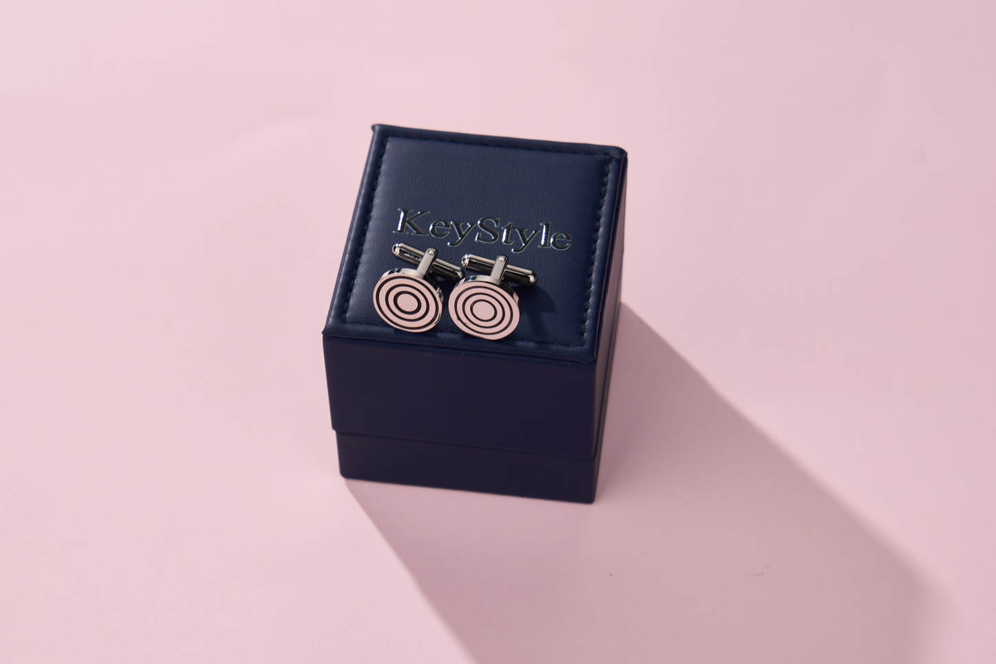 KeyStyle Cuff Links for Men, 1 Pair Men Round Stainless Steel Cuff Links with Gift Box