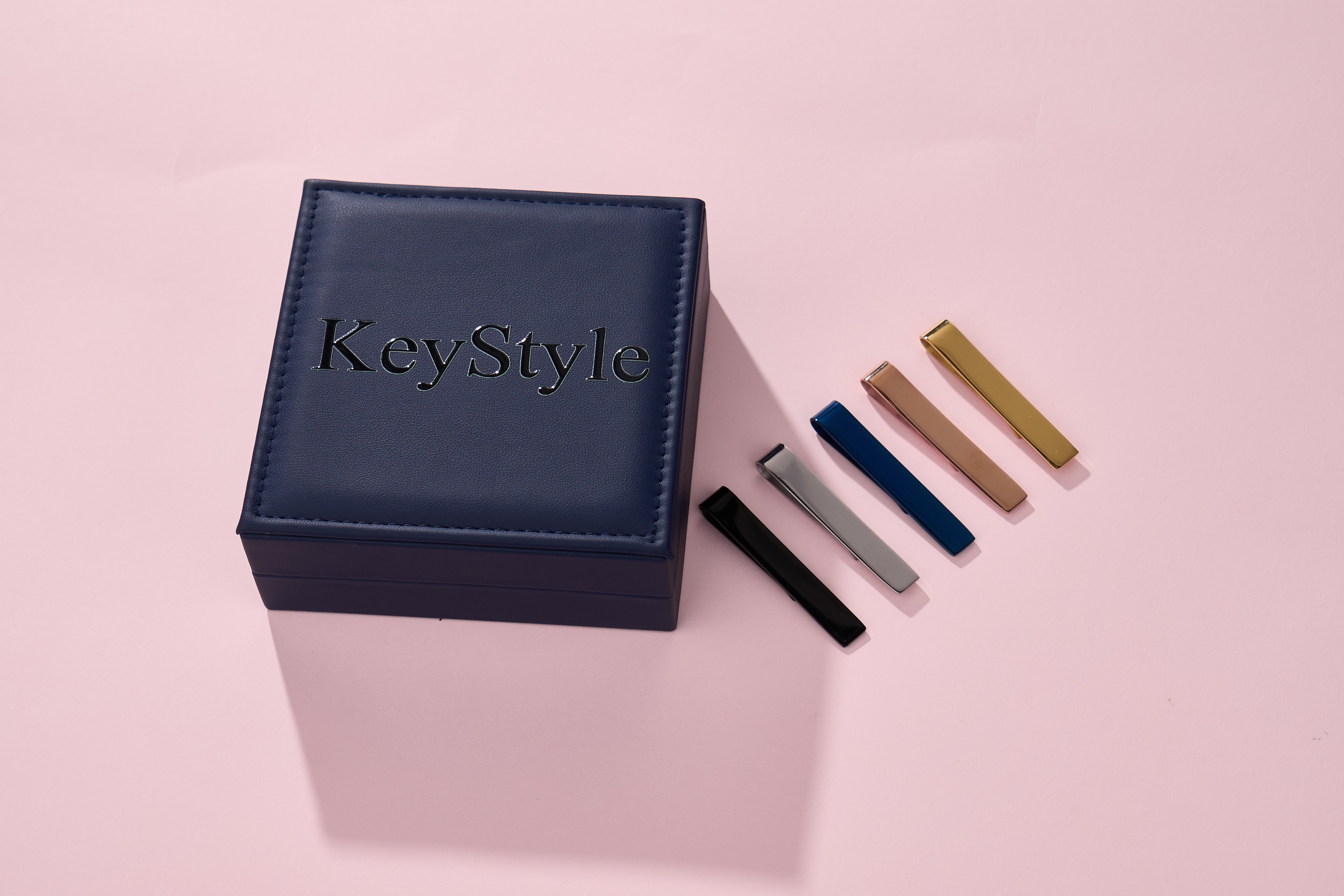 KeyStyle Tie Clips for Men, 5 Colors Tie Bar Clips for Regular Ties with Gift Box