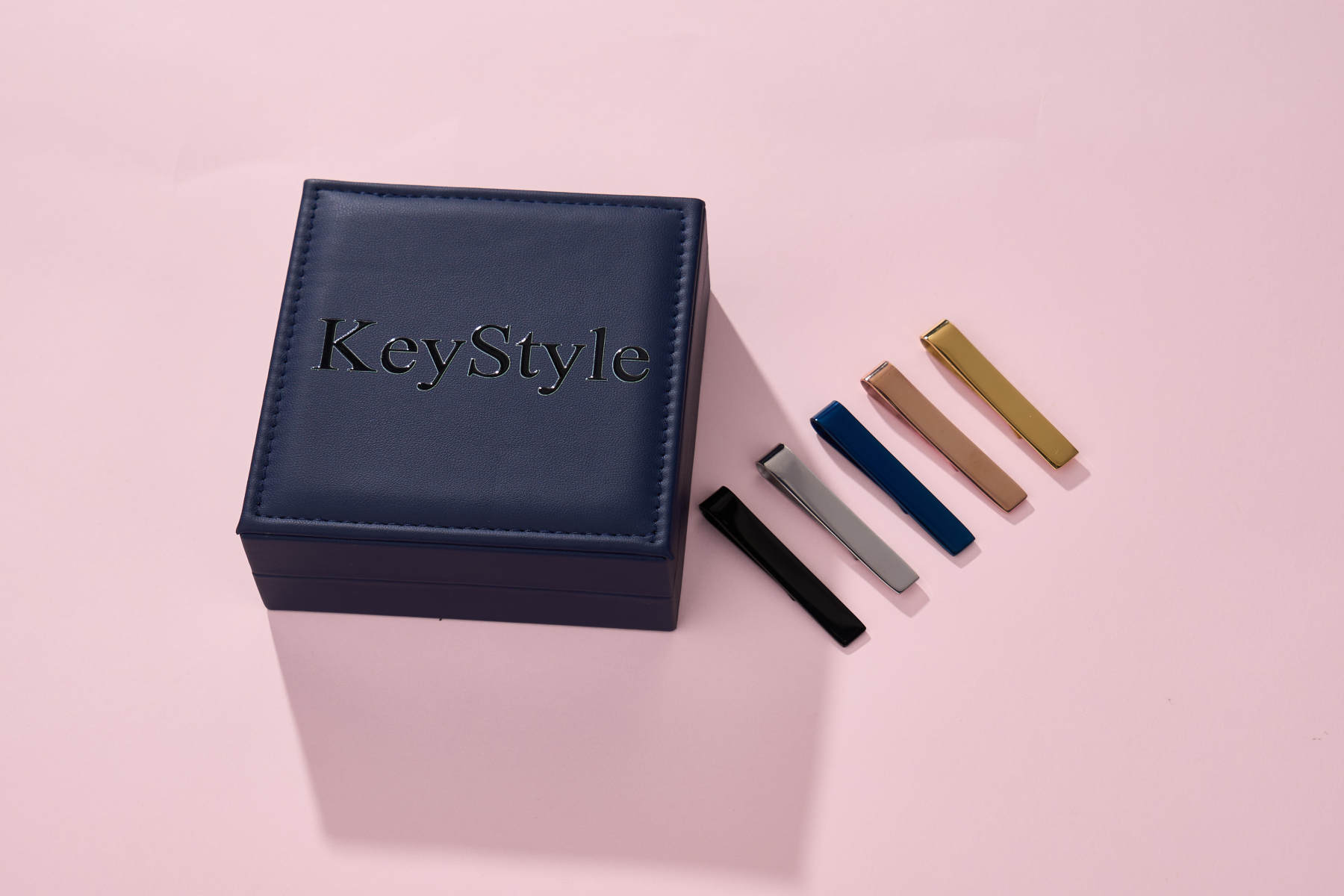 KeyStyle Tie Clips for Men, 5 Colors Tie Bar Clips for Regular Ties with Gift Box
