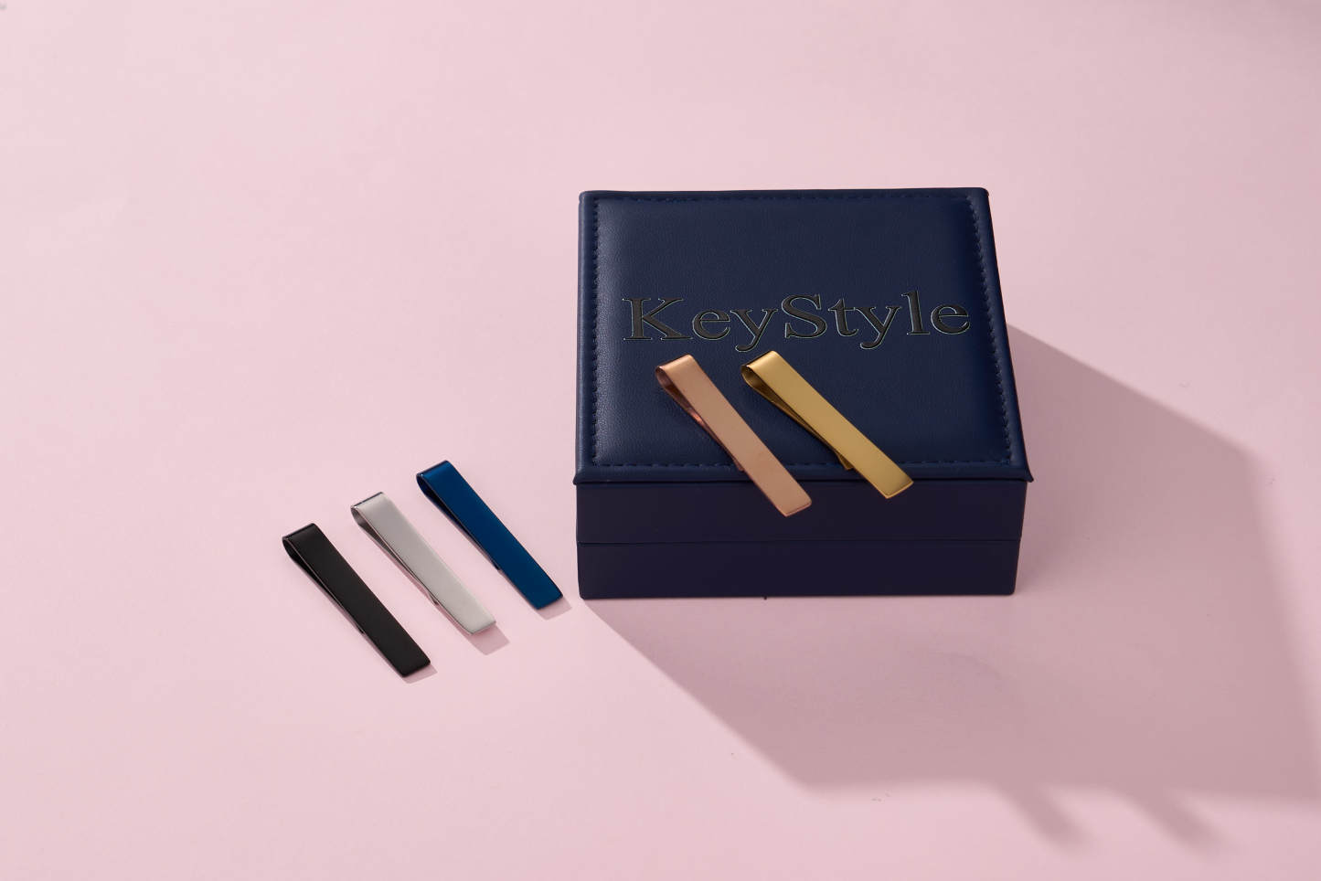 KeyStyle Tie Clips for Men, 5 Colors Tie Bar Clips for Regular Ties with Gift Box