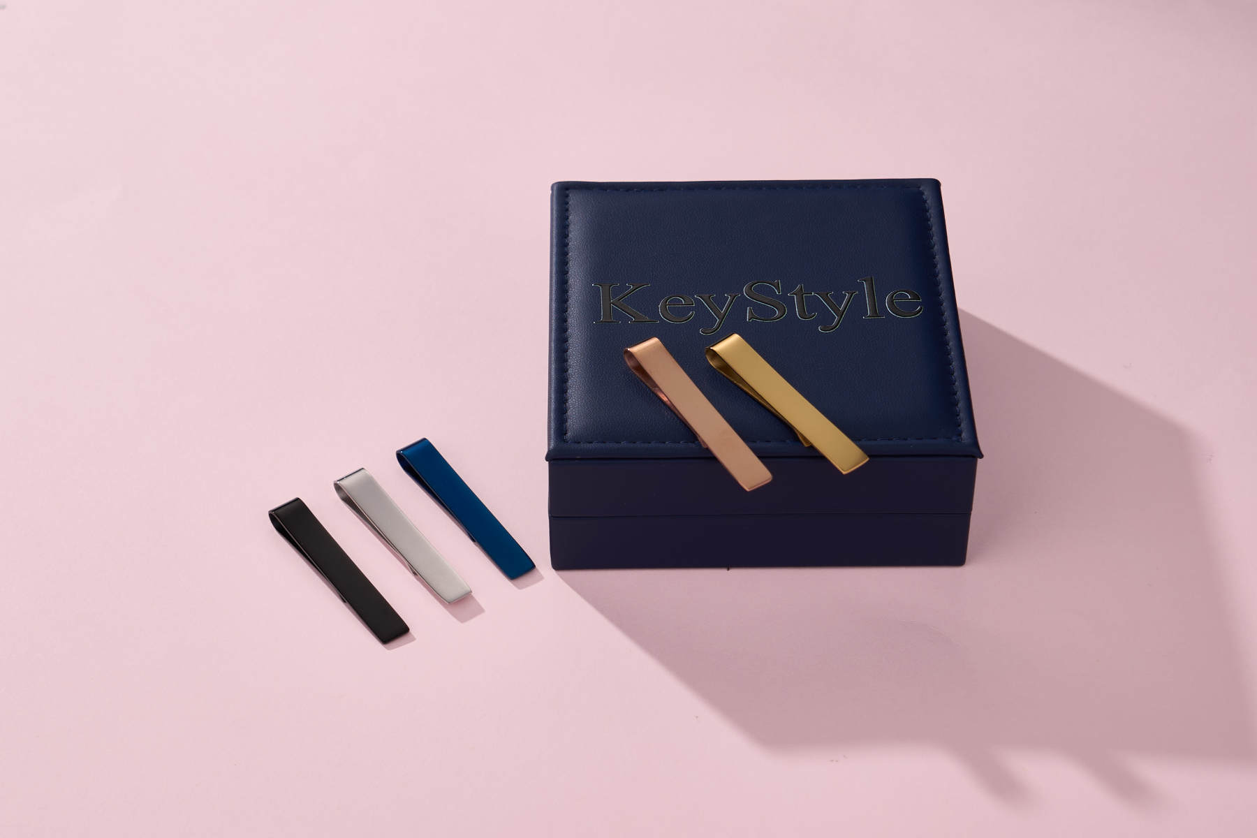 KeyStyle Tie Clips for Men, 5 Colors Tie Bar Clips for Regular Ties with Gift Box