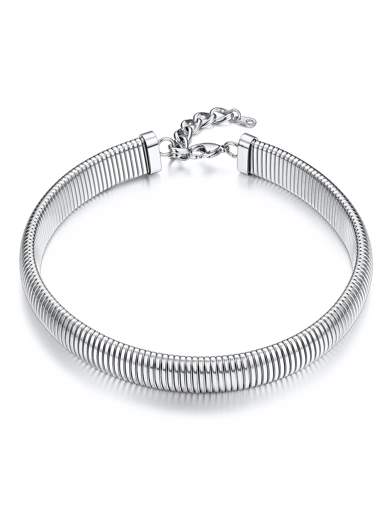 KeyStyle Choker Chain Necklace Stretch Snake Chunky Chain 14K Gold Plated Necklace for Womens Hip Pop Jewelry Anniversary Gifts for Wife