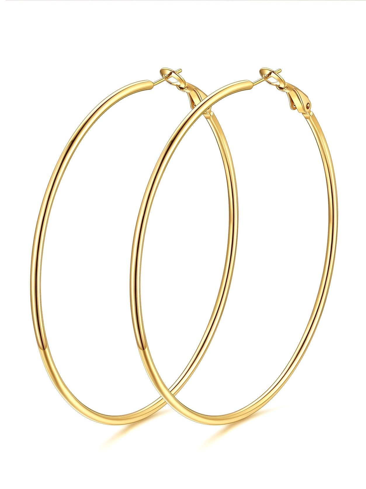 KeyStyle 70mm Hoop Earrings Large Stainless Steel Big Hoop Earrings for Women Lightweight Earrings Jewelry Everyday Gift for Women