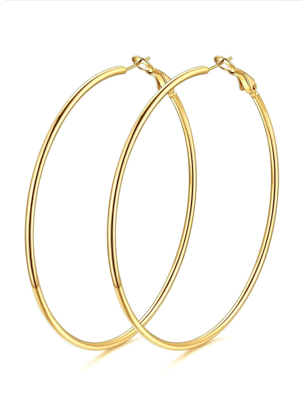 KeyStyle 70mm Hoop Earrings Large Stainless Steel Big Hoop Earrings for Women Lightweight Earrings Jewelry Everyday Gift for Women