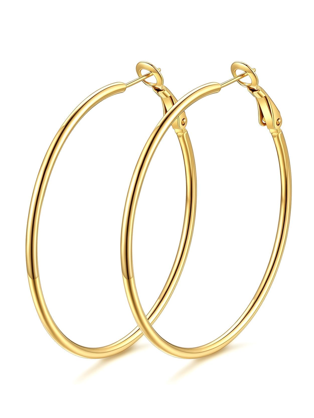 KeyStyle 70mm Hoop Earrings Large Stainless Steel Big Hoop Earrings for Women Lightweight Earrings Jewelry Everyday Gift for Women