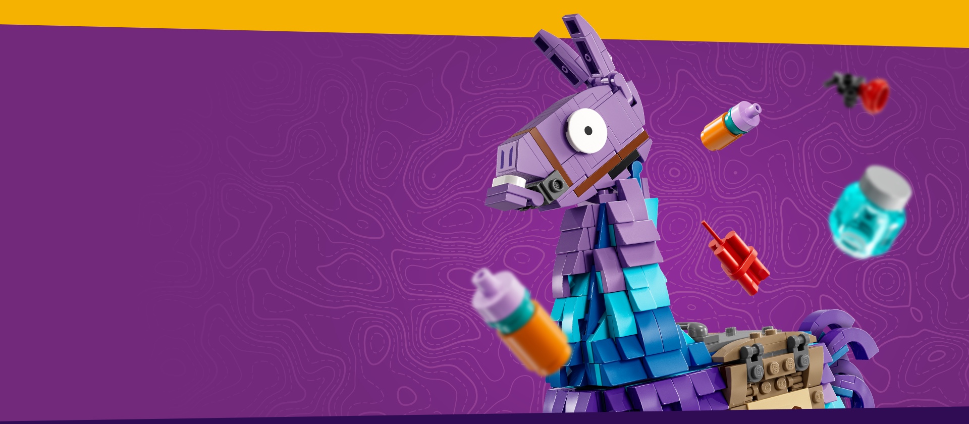 浮いているパーツに囲まれたレゴ フォートナイト 補給ラマ