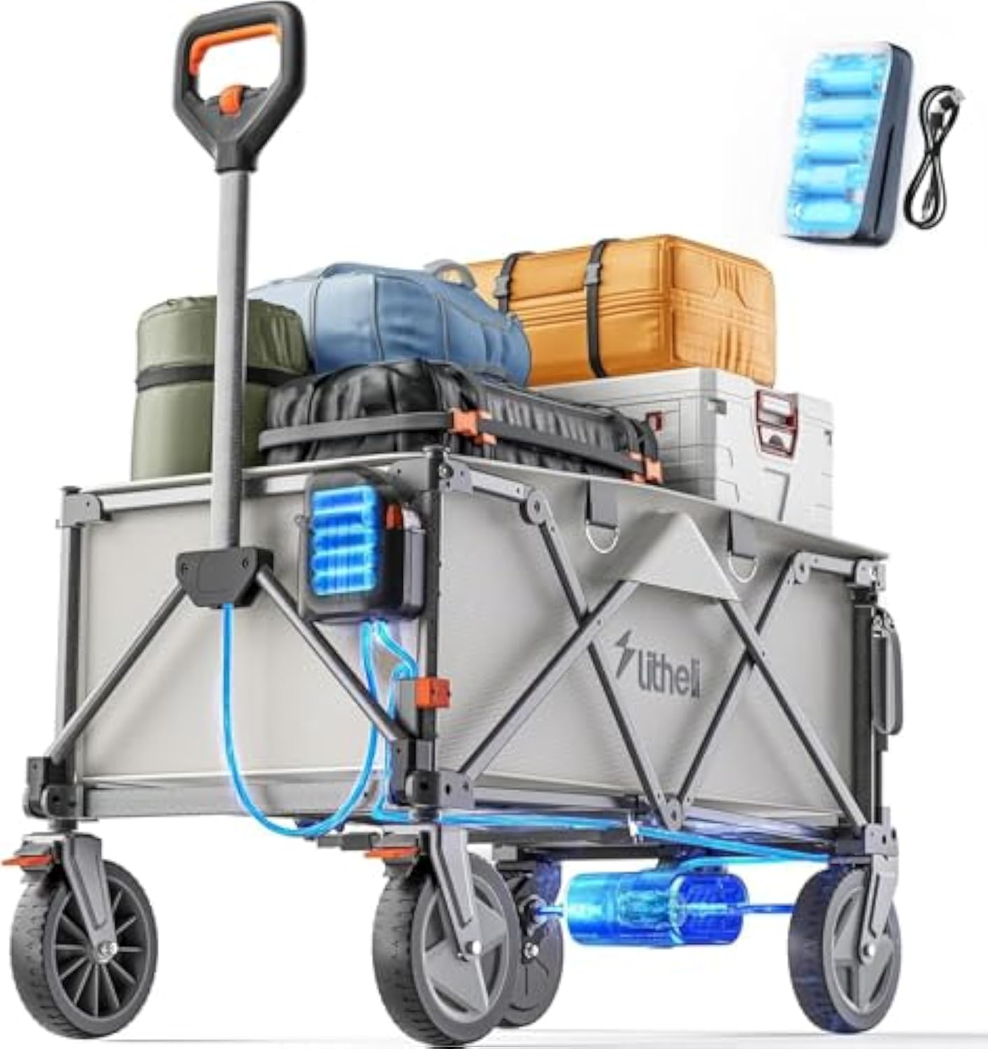 🛒Litheli Collapsible Wagon Cart with Wheels Foldable, 200L Heavy Duty Wagon