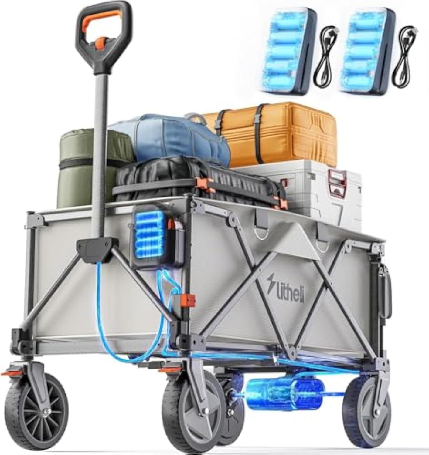 🛒Litheli Collapsible Wagon Cart with Wheels Foldable, 200L Heavy Duty Wagon