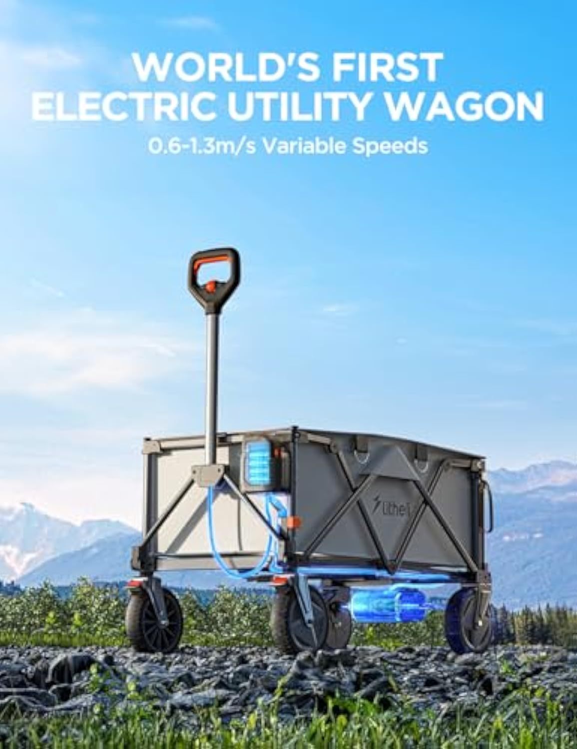 🛒Litheli Collapsible Wagon Cart with Wheels Foldable, 200L Heavy Duty Wagon