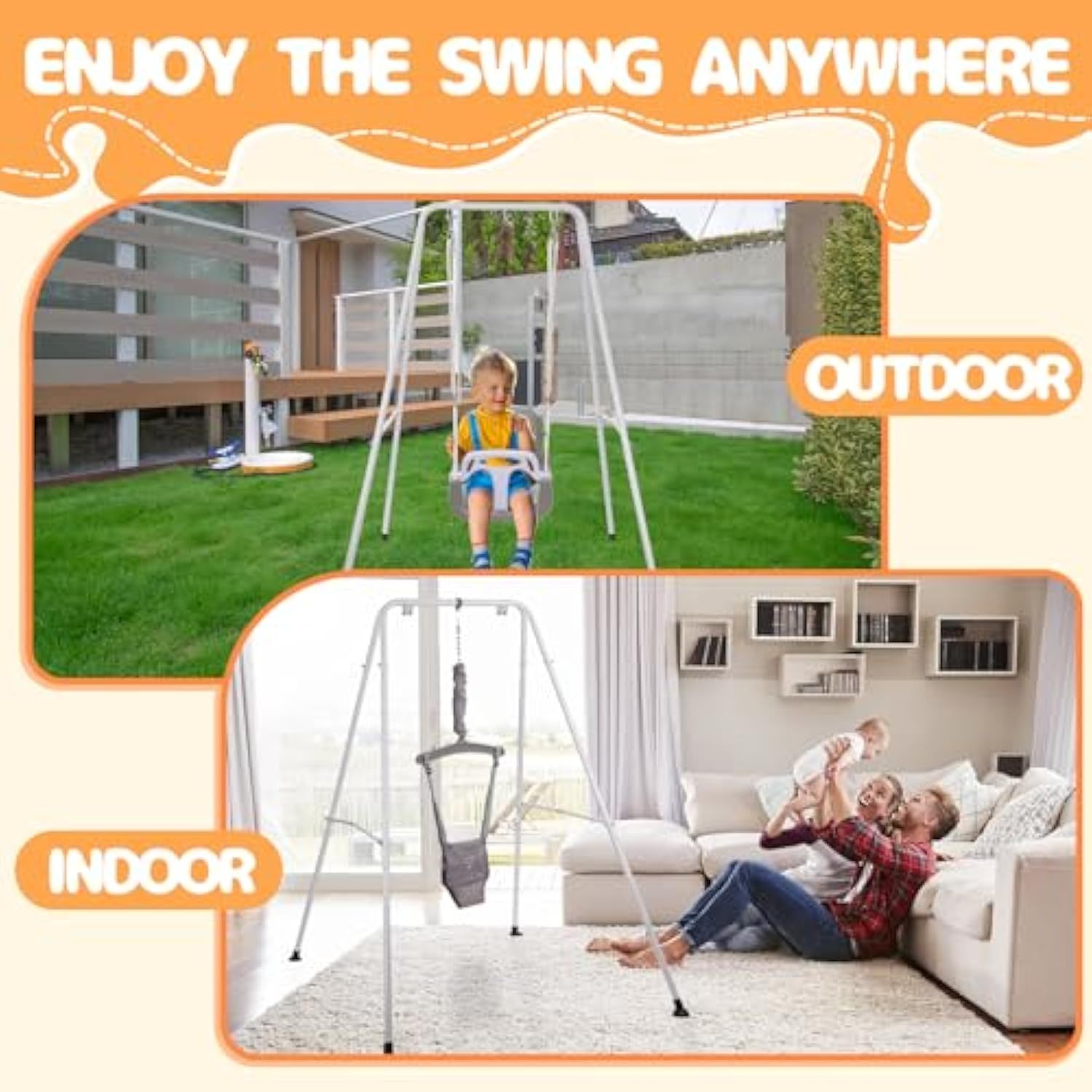 👼Taleco Gear 2 in 1 Toddler Swing & Jumper, Swing Set for Indoor/Outdoor,Baby Jumpers and Bouncers
