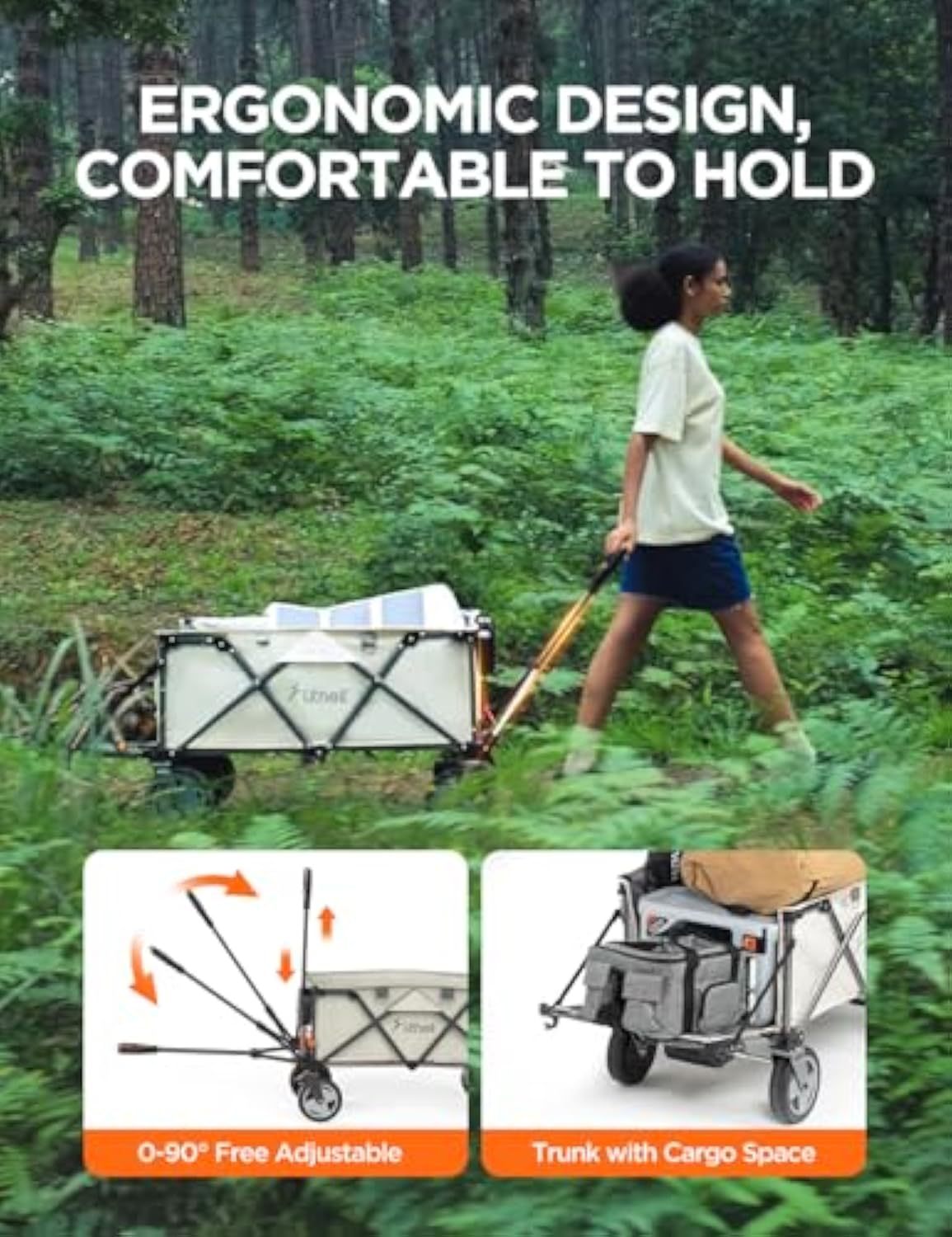 🛒Litheli Collapsible Wagon Cart with Wheels Foldable, 200L Heavy Duty Wagon