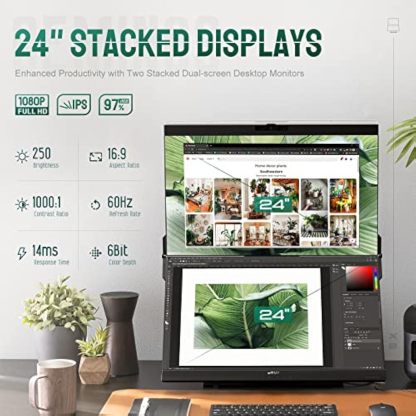 🖥️Mobile Pixels Geminos 2 x 24 inch FHD Stacked Computer Monitor 