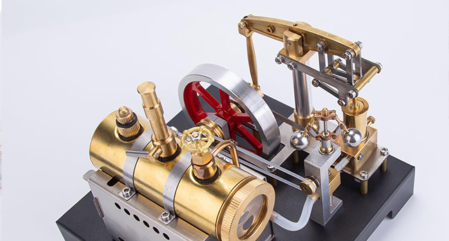 🛞Metal Steam Engine with Horizontal Boiler Model Kit and Generator Street Lamp (100PCS)