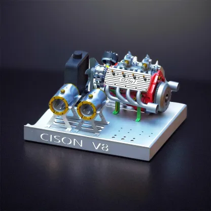 👍CISON Gasoline OHV V8 Small-block Engine Model Kits 4-Stroke 44cc Water-Cooled 1/6