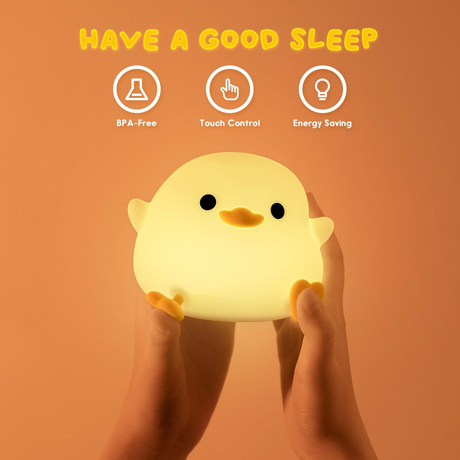 Cute Duck LED Night Light – Rechargeable & Touch-Sensitive