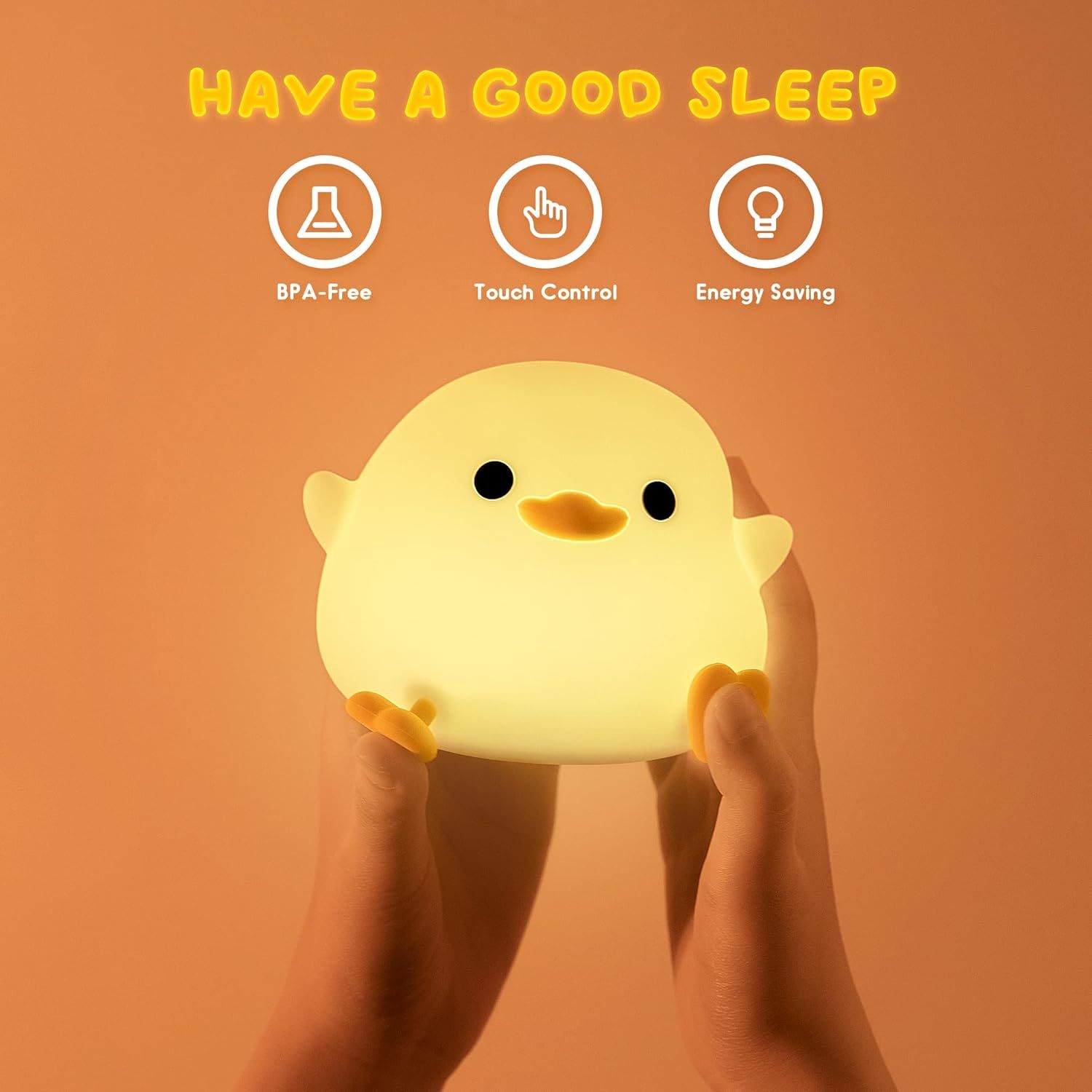 Cute Duck LED Night Light – Rechargeable & Touch-Sensitive