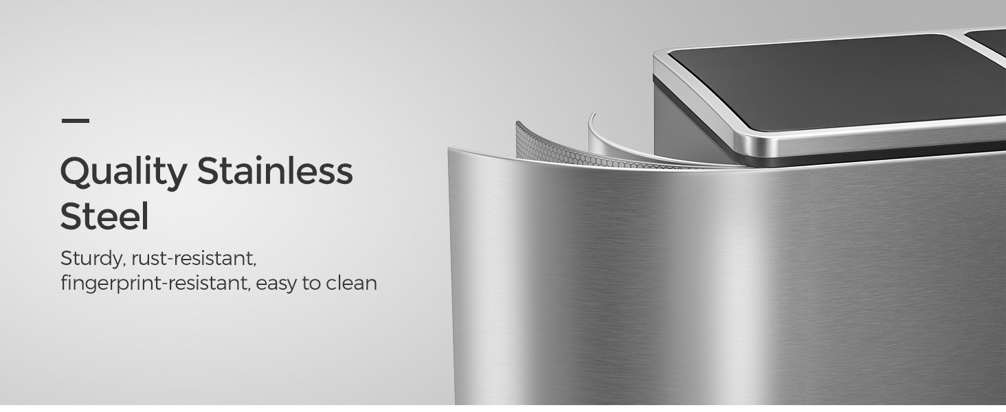 SONGMICS 2 x 8 Gal Garbage Can for Kitchen with 15 Trash Bags