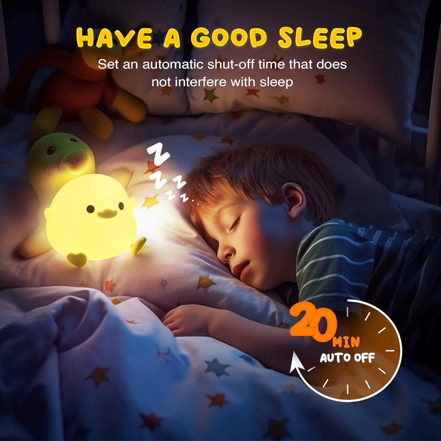 Cute Duck LED Night Light – Rechargeable & Touch-Sensitive