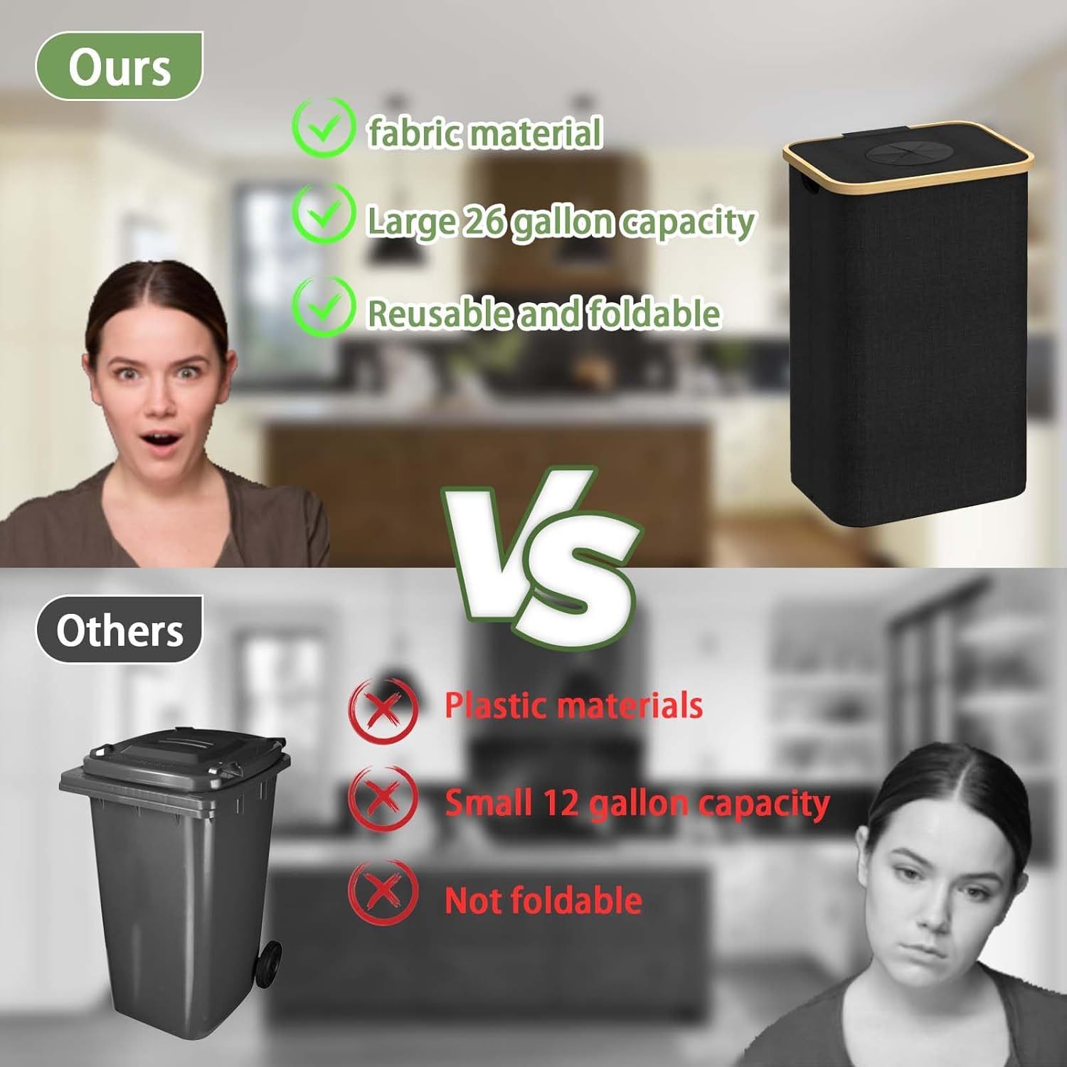 🍾100L Recycle Bins for Kitchen Indoor with 2 Removeable and Reusable Inner Bag,