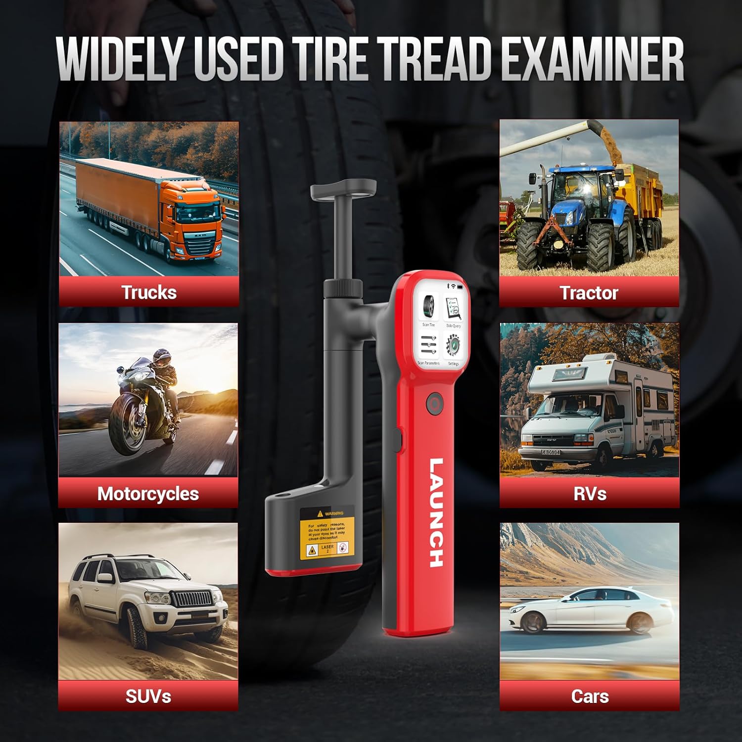 ⚡Handheld Laser Tire Tread Depth Examiner, 0.1mm High Accuracy, Real-time Data, Supports Wi-Fi Connection