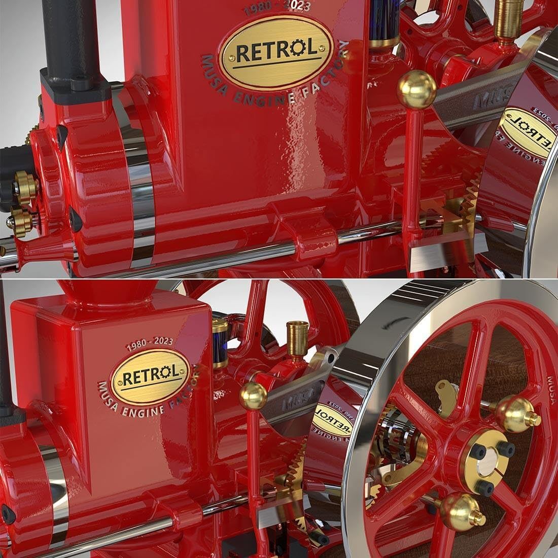 🛞Metal Engine Model Kit-Retrol 7cc Horizontal 4-Stroke Engine Model Kit That Works