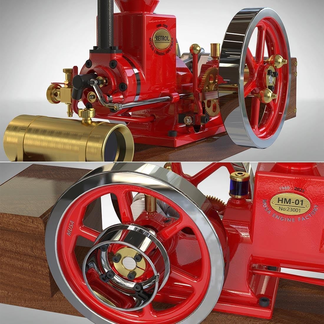🛞Metal Engine Model Kit-Retrol 7cc Horizontal 4-Stroke Engine Model Kit That Works