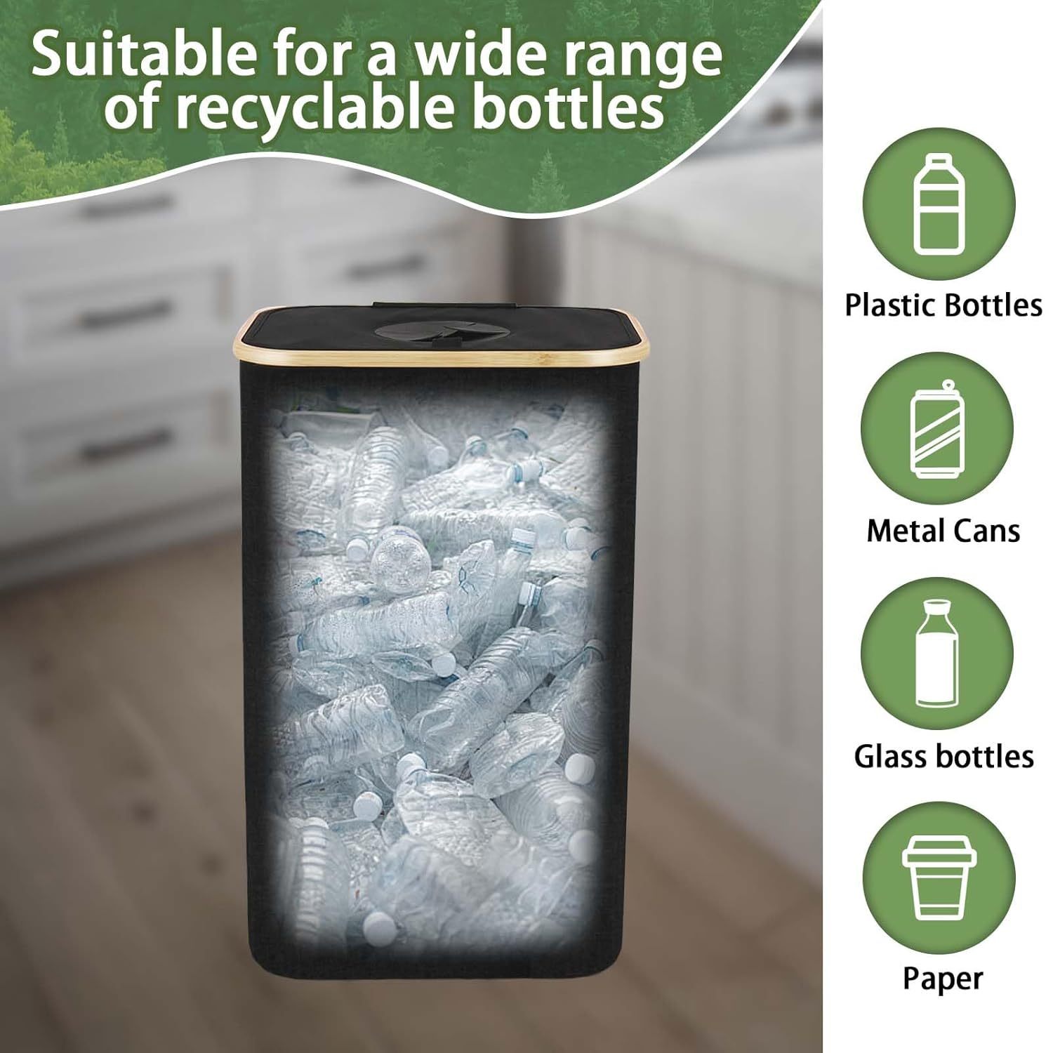 🍾100L Recycle Bins for Kitchen Indoor with 2 Removeable and Reusable Inner Bag,