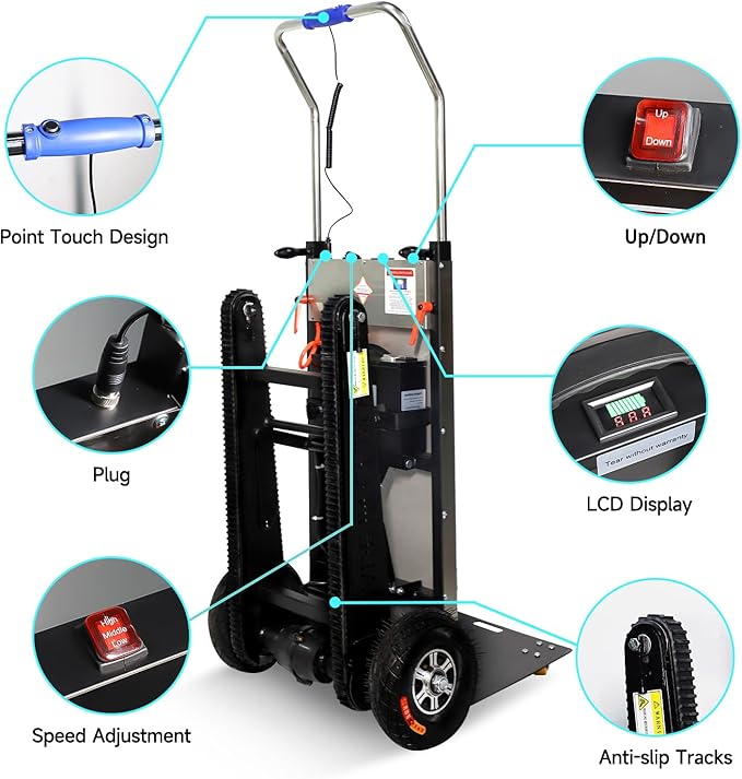 500W-850W📦Motor Power Heavy Duty Folding Stair Climber Cart Hand Trolley