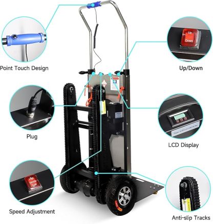 500W-850W📦Motor Power Heavy Duty Folding Stair Climber Cart Hand Trolley