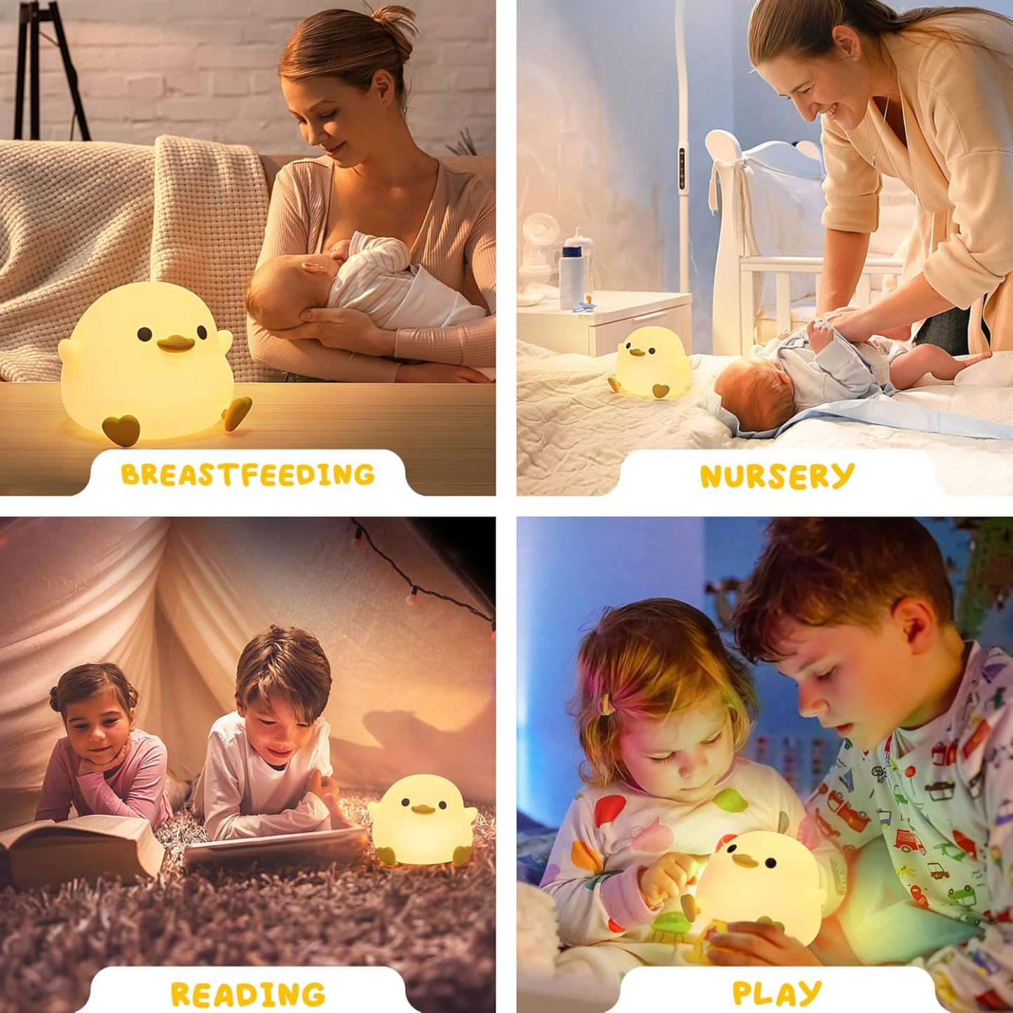 Cute Duck LED Night Light – Rechargeable & Touch-Sensitive