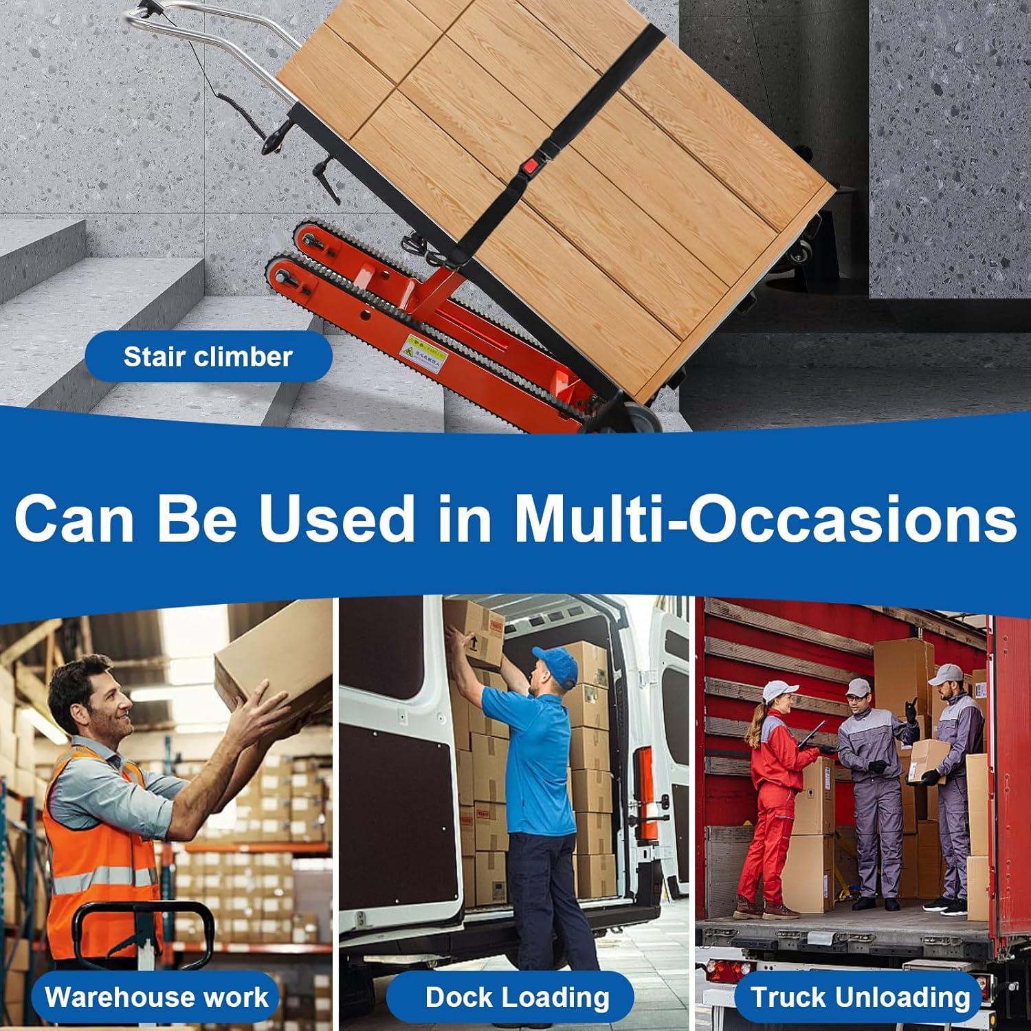 500W-850W📦Motor Power Heavy Duty Folding Stair Climber Cart Hand Trolley