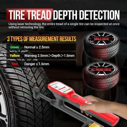 ⚡Handheld Laser Tire Tread Depth Examiner, 0.1mm High Accuracy, Real-time Data, Supports Wi-Fi Connection