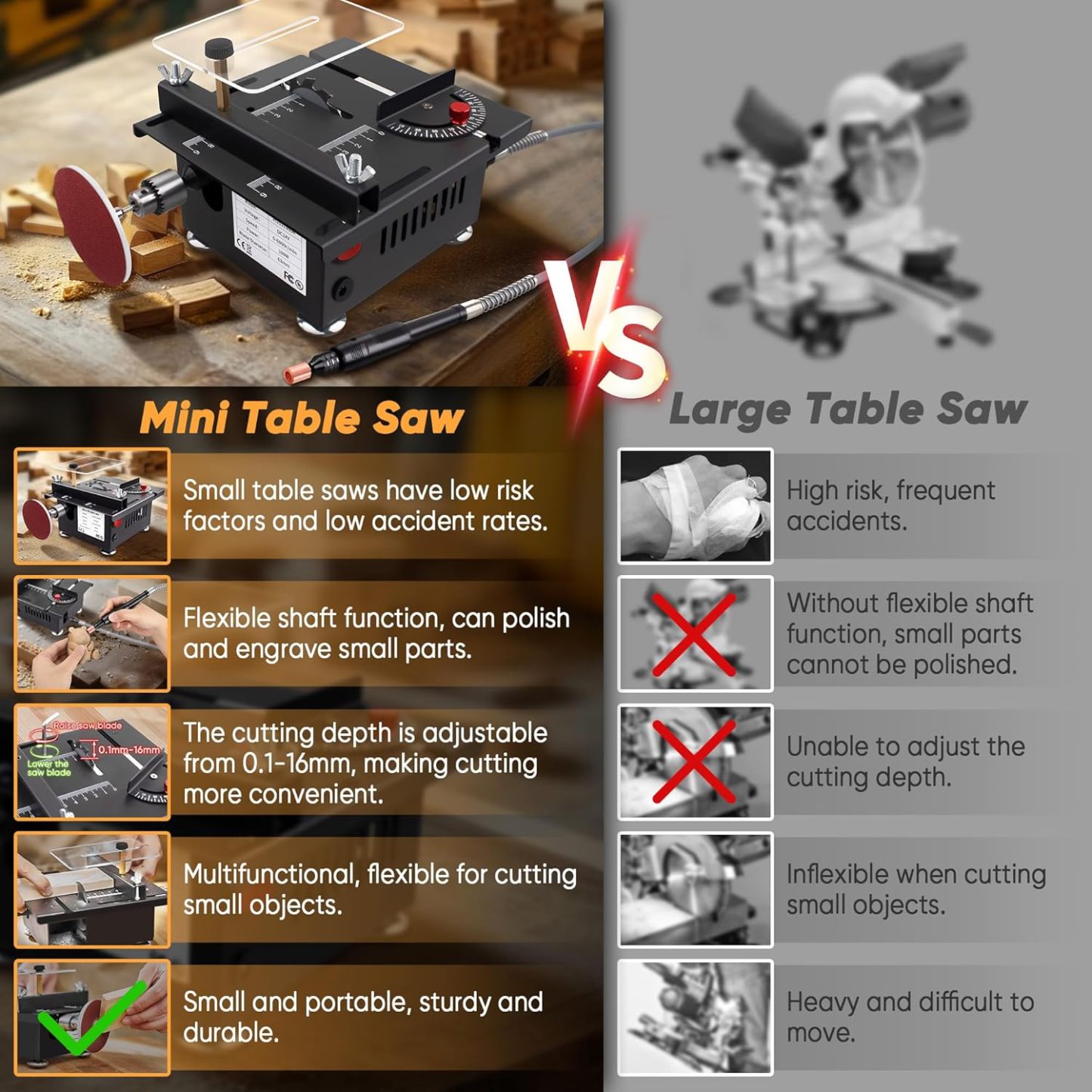 ⚡Mini Table Saw- Drilling All-in-One Machine, for Wood/PCB/Acrylic/Plastic