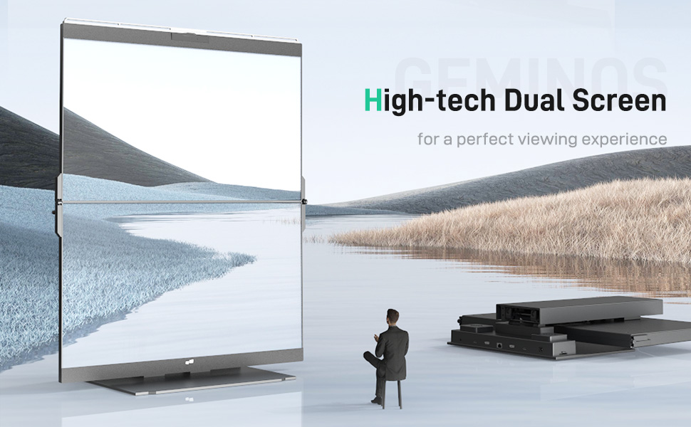 high-tech dual screen for a perfect viewing experience