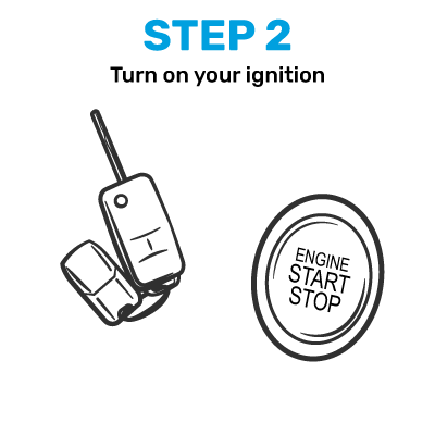Illustration of a remote control and ring labeled 'Step 2.'