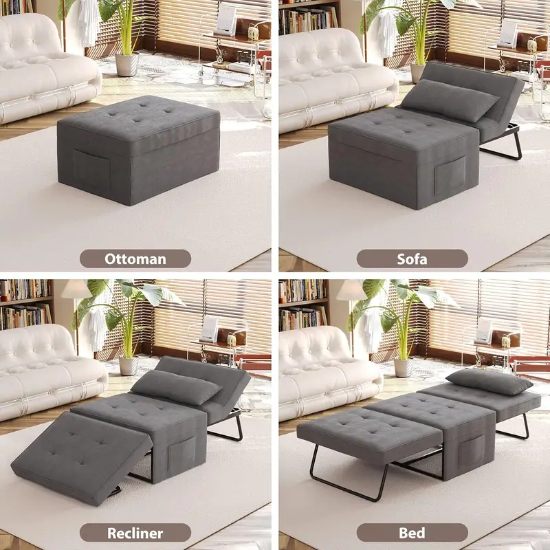 sofa bed chair bed sleeper couch 4in 1 multi function folding   with slide storagepocket for living room bedroom hallway details 2