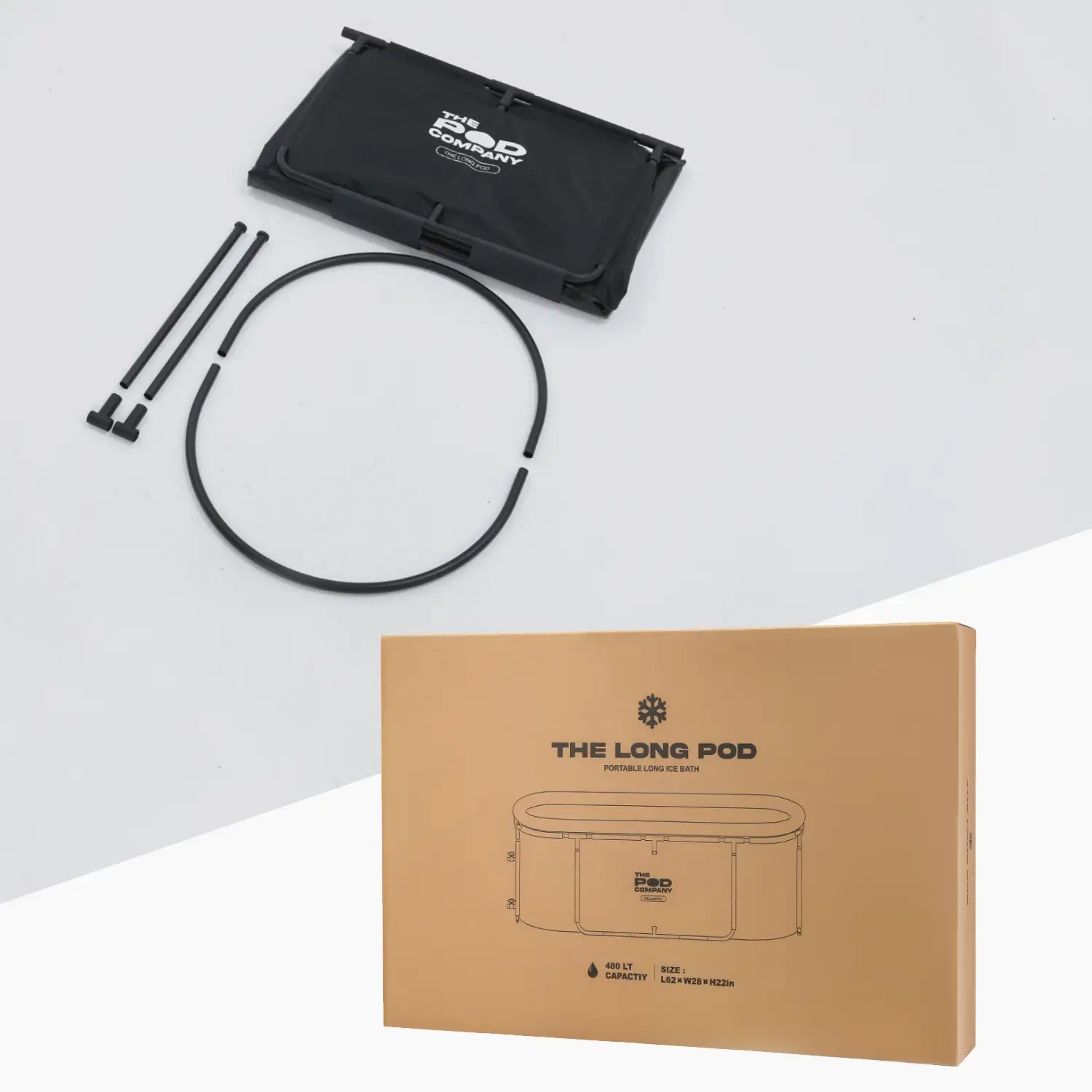 a black box with a black circle and a black circle with white text