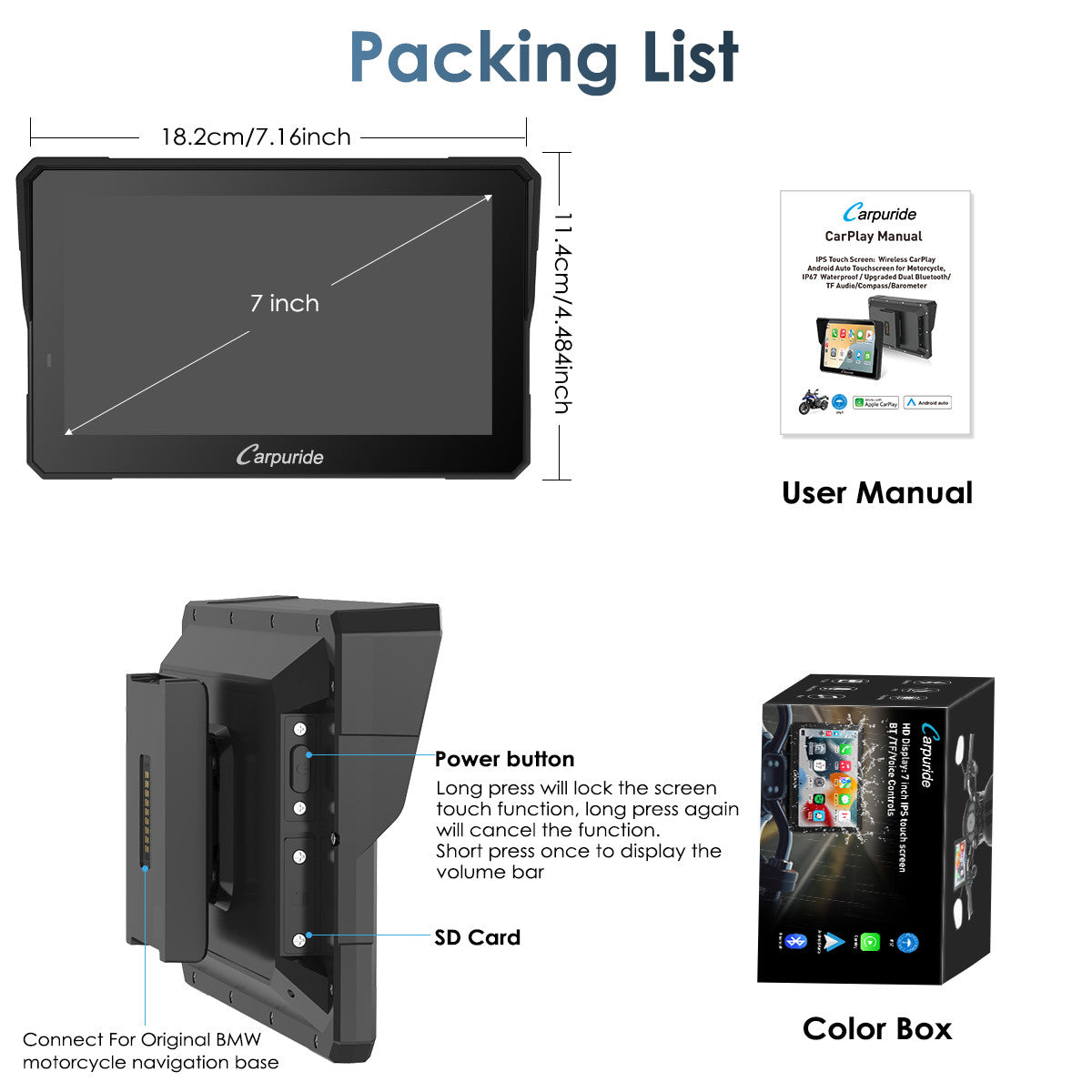 Carpuride W702BS packing list