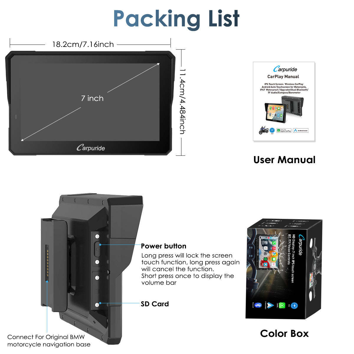 Carpuride W702BS packing list