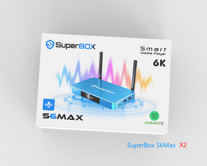 2025 NEW Superbox S6 MAX 4GB RAM 64GB-Android 12 StreamingBox with Time Shift, Wi-Fi 6, 6K Ultra HD,1000Mbps Ethernet, and Voice Remote