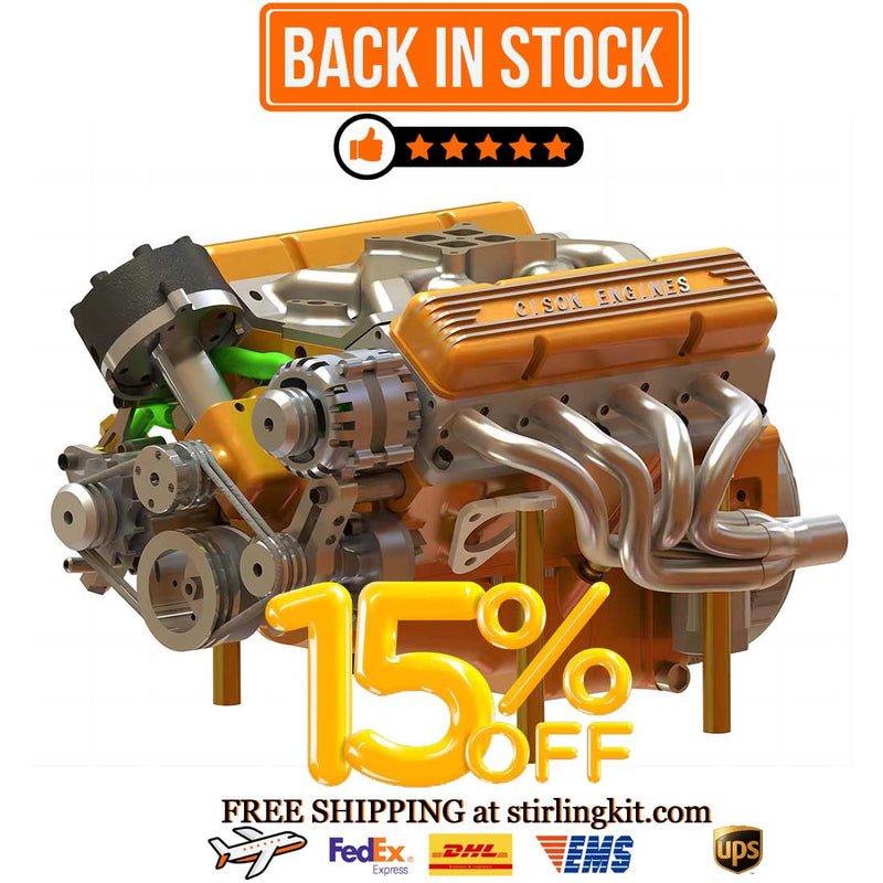 👍CISON Gasoline OHV V8 Small-block Engine Model Kits 4-Stroke 44cc Water-Cooled 1/6