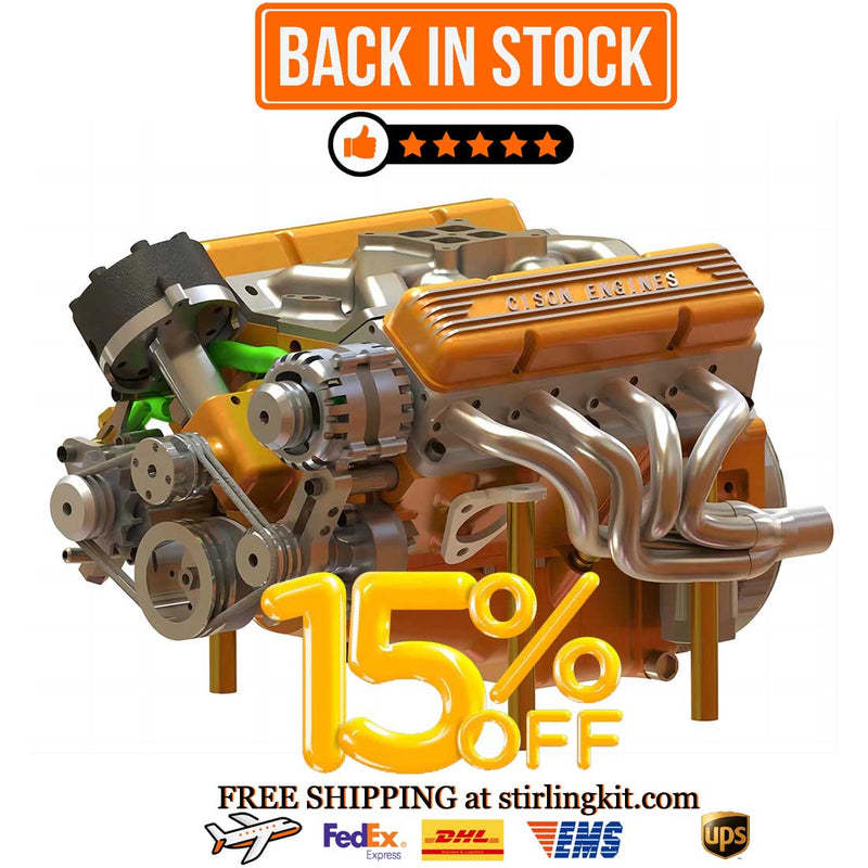 👍CISON Gasoline OHV V8 Small-block Engine Model Kits 4-Stroke 44cc Water-Cooled 1/6
