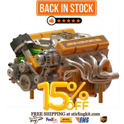 👍CISON Gasoline OHV V8 Small-block Engine Model Kits 4-Stroke 44cc Water-Cooled 1/6