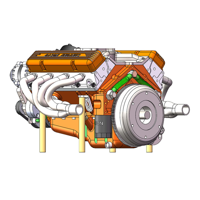 👍CISON Gasoline OHV V8 Small-block Engine Model Kits 4-Stroke 44cc Water-Cooled 1/6