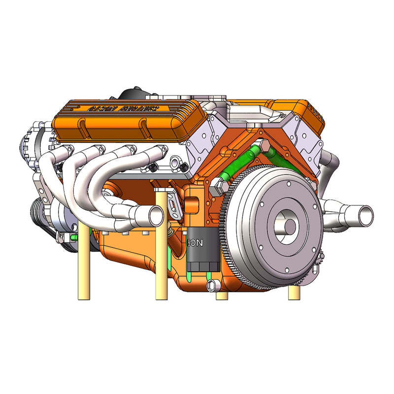 👍CISON Gasoline OHV V8 Small-block Engine Model Kits 4-Stroke 44cc Water-Cooled 1/6