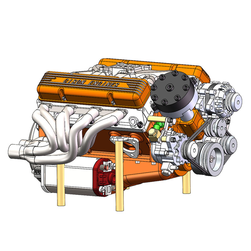 👍CISON Gasoline OHV V8 Small-block Engine Model Kits 4-Stroke 44cc Water-Cooled 1/6
